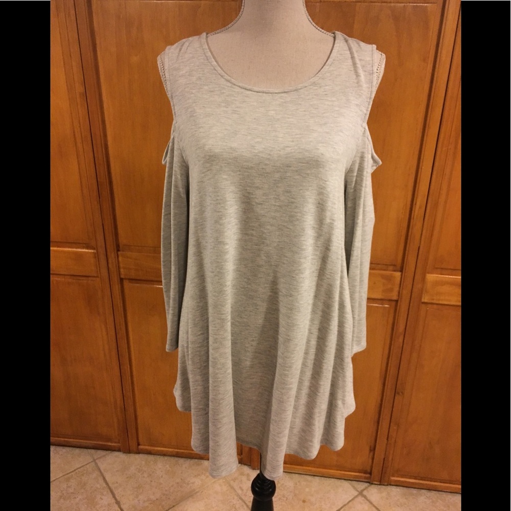 Light Gray cold-shoulder tunic